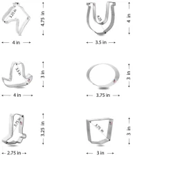 CookieCutter.com Rodeo Cowboy 6 Piece Cookie Cutters Set, Horse, Cowboy Boot, Hat, Horse Shoe, Back Pocket, Tin Plate Steel, USA