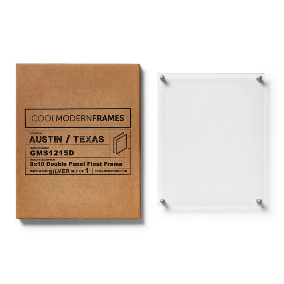 Cool Modern Frames Clear Acrylic Float Frame with Silver Hardware