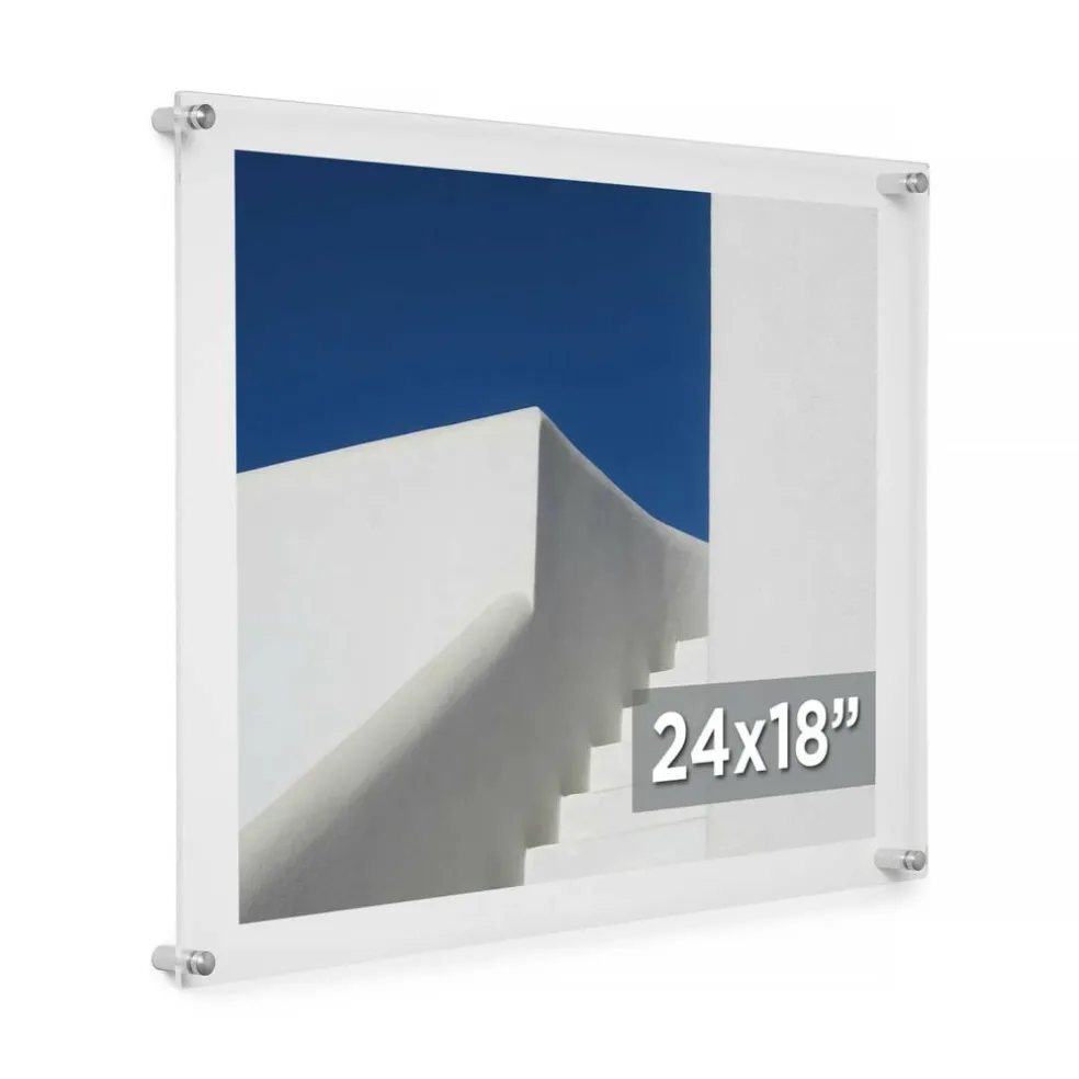 Cool Modern Frames Clear Acrylic Float Frame with Silver Hardware