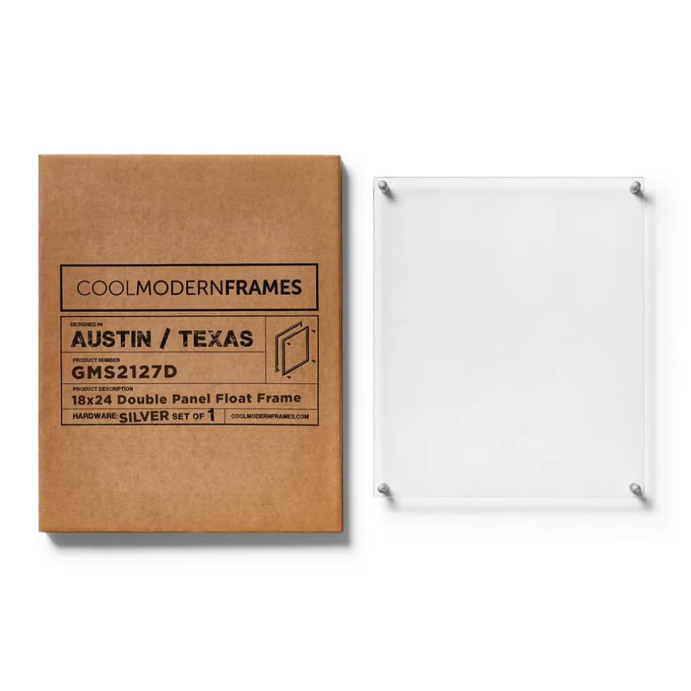 Cool Modern Frames Clear Acrylic Float Frame with Silver Hardware