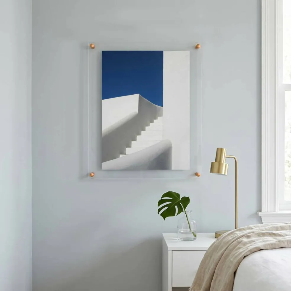 Cool Modern Frames Clear Acrylic Float Frame with Gold Hardware