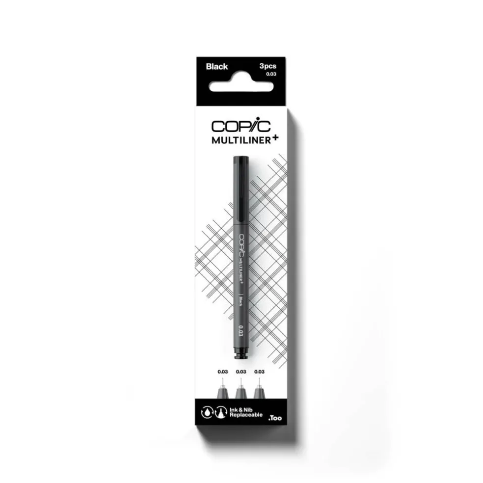 Copic® Multiliner+ 0.03mm Black Pens, 3ct.