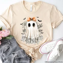 Coquette Ghost T-Shirt, Cute Halloween Tee for Girly Ghouls