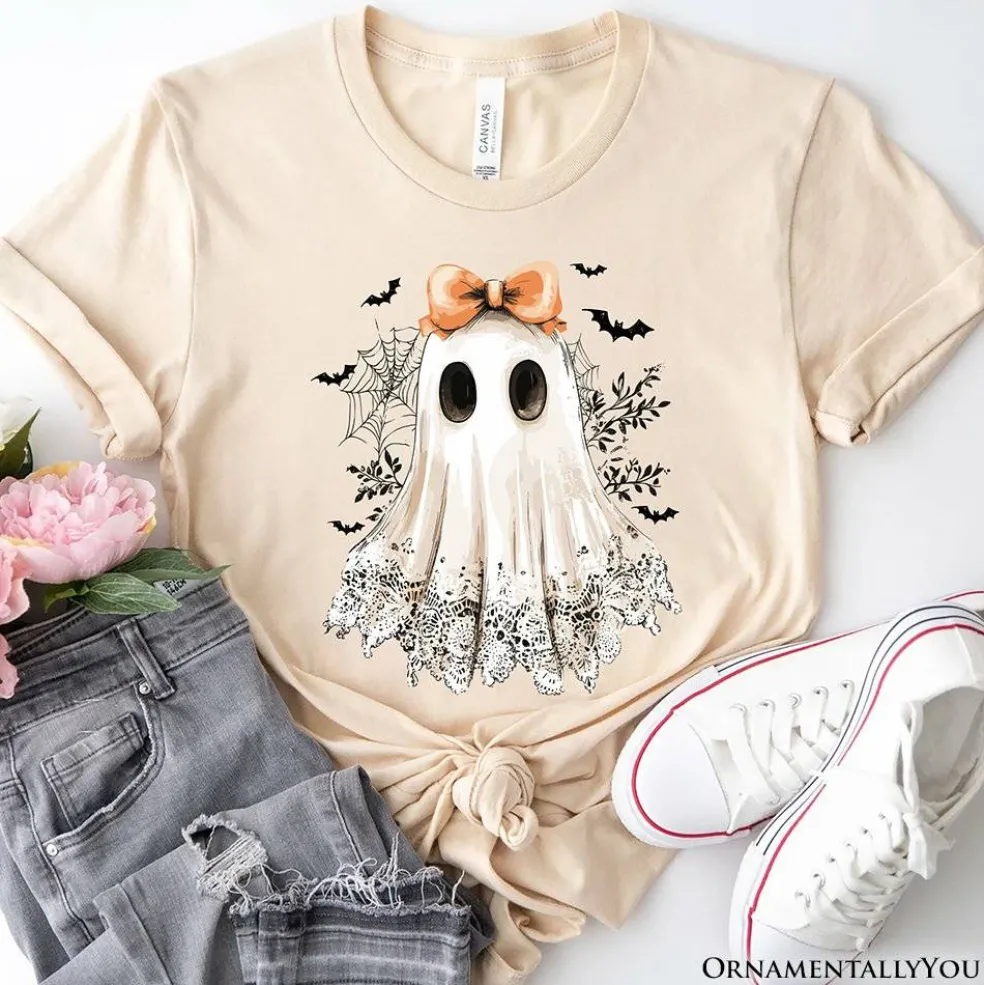 Coquette Ghost T-Shirt, Cute Halloween Tee for Girly Ghouls