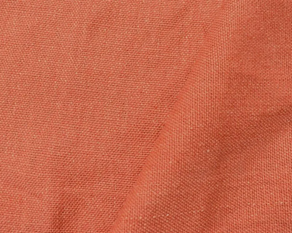 Coral Orange Linen Convington Slub Canvas Woven Fabric By the Yard