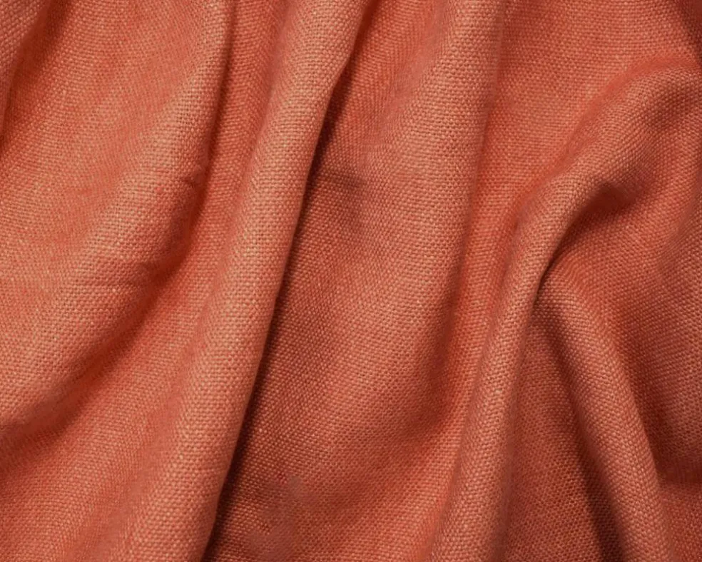 Coral Orange Linen Convington Slub Canvas Woven Fabric By the Yard