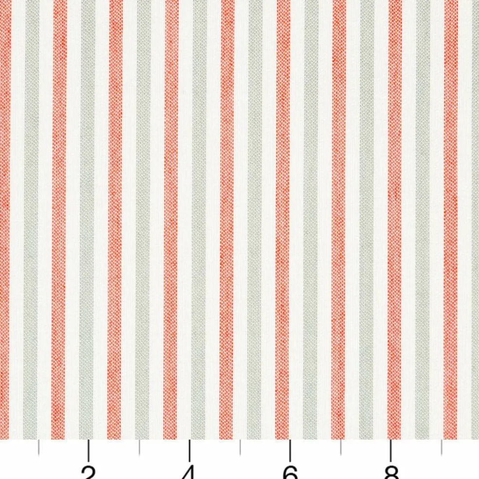 Coral Stain Resistant Performance Pet Friendly Stripe Woven Pattern Upholstery Fabric by The Yard - SKU: Notion Tangerine