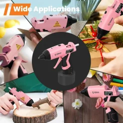 Cordless Glue Gun, 15s Fast Preheating 2Ah Cordless Hot Glue Gun with 25 Pcs Premium Mini Glue Gun Sticks, USB-C Battery Rechargeable hot glue gun, Smart Power-Off, Pink