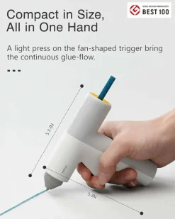 Cordless Hot Glue Gun, Minimalist Style, 30S Heating Fast, Smart-Power-off, Compact Size, USB-C Rechargeable, Intelligent Temperature Control, 10 Glue Sticks for Crafts, DIY Arts, Home Repairs
