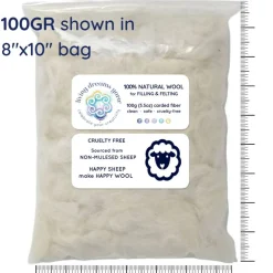 100% Core Wool for Needle Felting, Premium Fiber Fill for Toys and Pillows