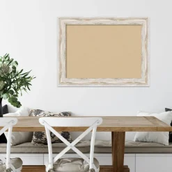 Cork Board, Alexandria White Wash Wood Frame - Bulletin Board, Organization Board, Pin Board