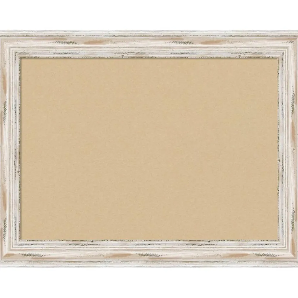 Cork Board, Alexandria White Wash Wood Frame - Bulletin Board, Organization Board, Pin Board