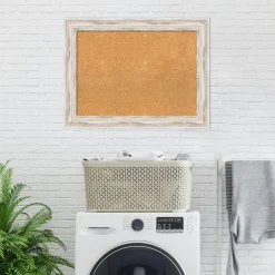 Cork Board, Alexandria White Wash Wood Frame - Bulletin Board, Organization Board, Pin Board