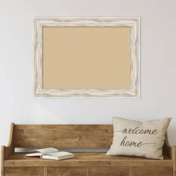 Cork Board, Alexandria White Wash Wood Frame - Bulletin Board, Organization Board, Pin Board