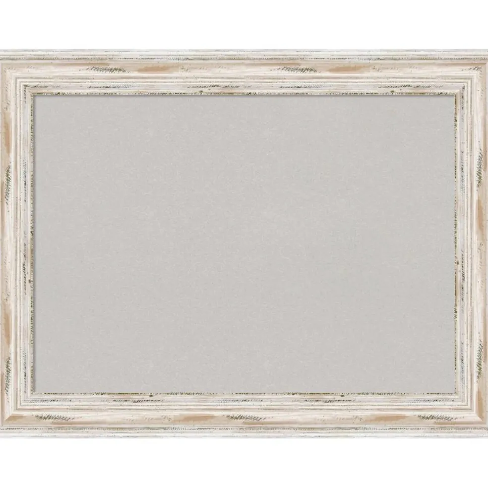 Cork Board, Alexandria White Wash Wood Frame - Bulletin Board, Organization Board, Pin Board