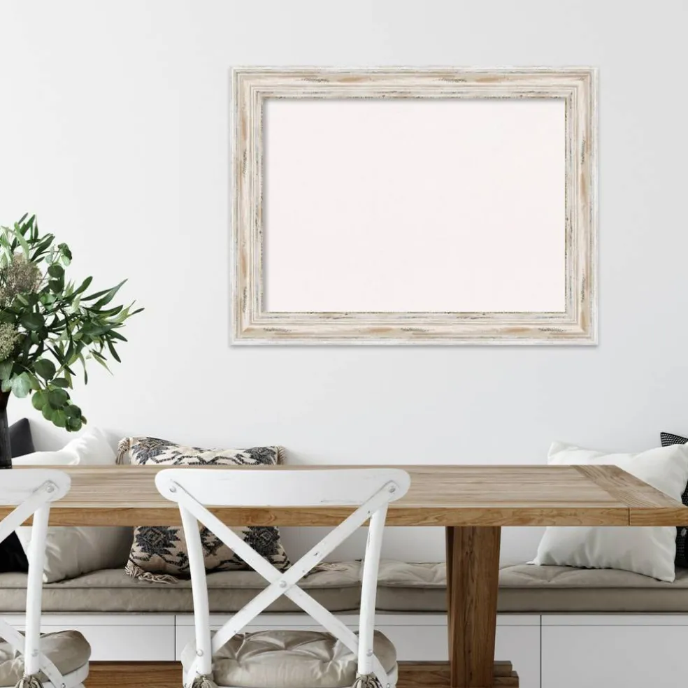 Cork Board, Alexandria White Wash Wood Frame - Bulletin Board, Organization Board, Pin Board