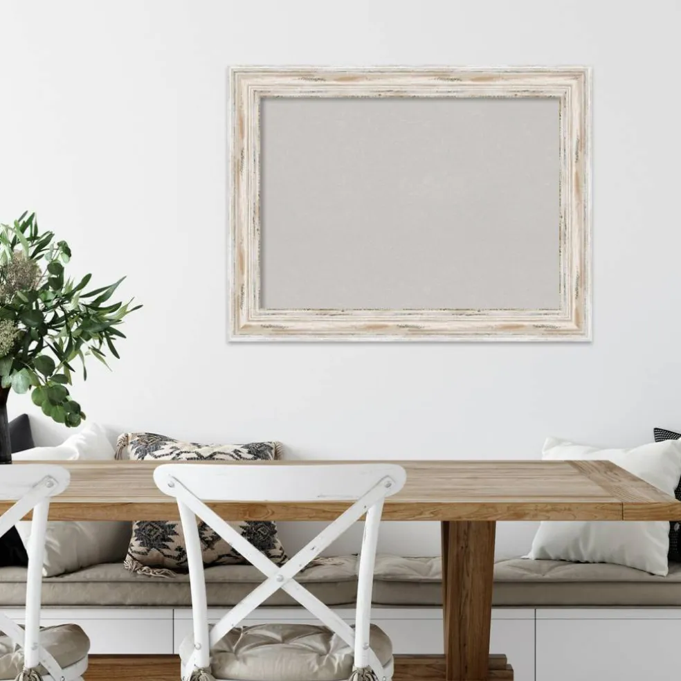Cork Board, Alexandria White Wash Wood Frame - Bulletin Board, Organization Board, Pin Board