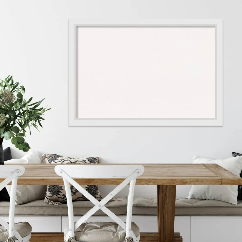 Cork Board, Blanco White Wood Frame - Bulletin Board, Organization Board, Pin Board