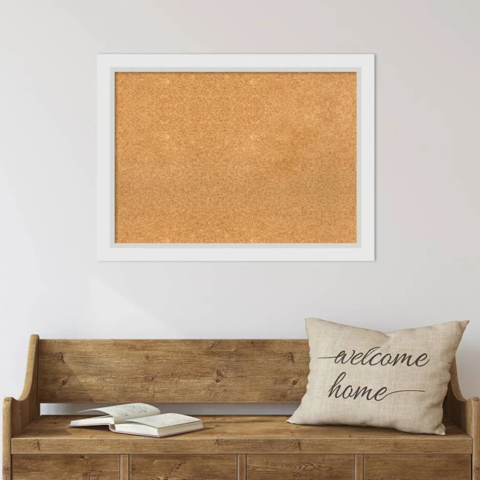 Cork Board, Blanco White Wood Frame - Bulletin Board, Organization Board, Pin Board