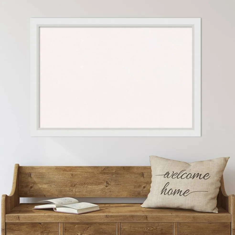 Cork Board, Blanco White Wood Frame - Bulletin Board, Organization Board, Pin Board