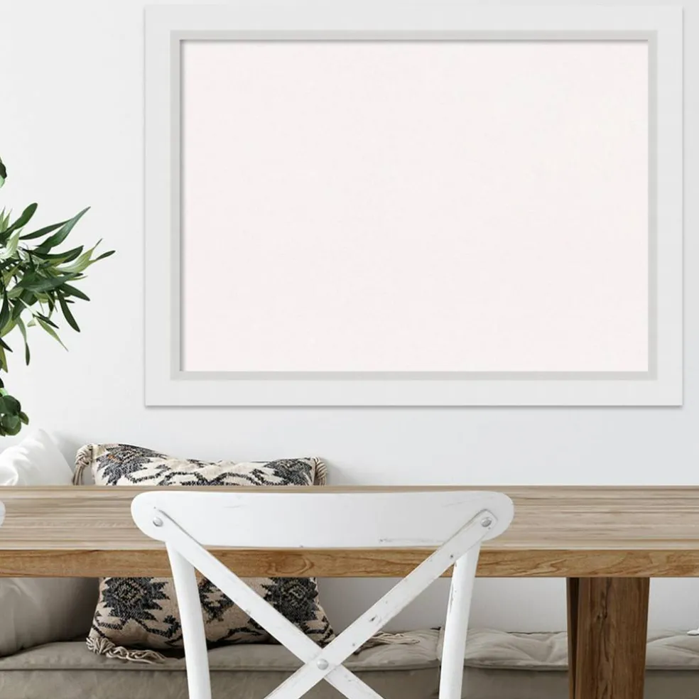 Cork Board, Blanco White Wood Frame - Bulletin Board, Organization Board, Pin Board