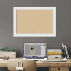 Cork Board, Blanco White Wood Frame - Bulletin Board, Organization Board, Pin Board
