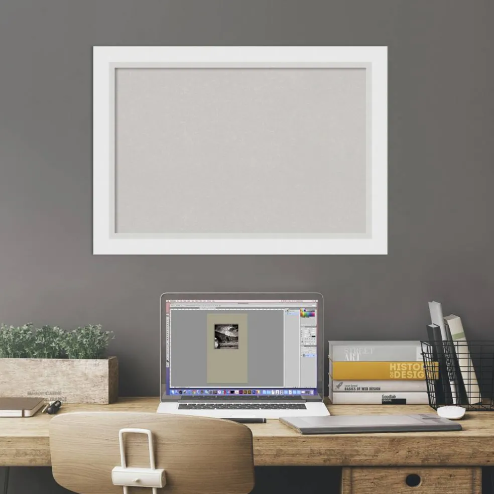 Cork Board, Blanco White Wood Frame - Bulletin Board, Organization Board, Pin Board