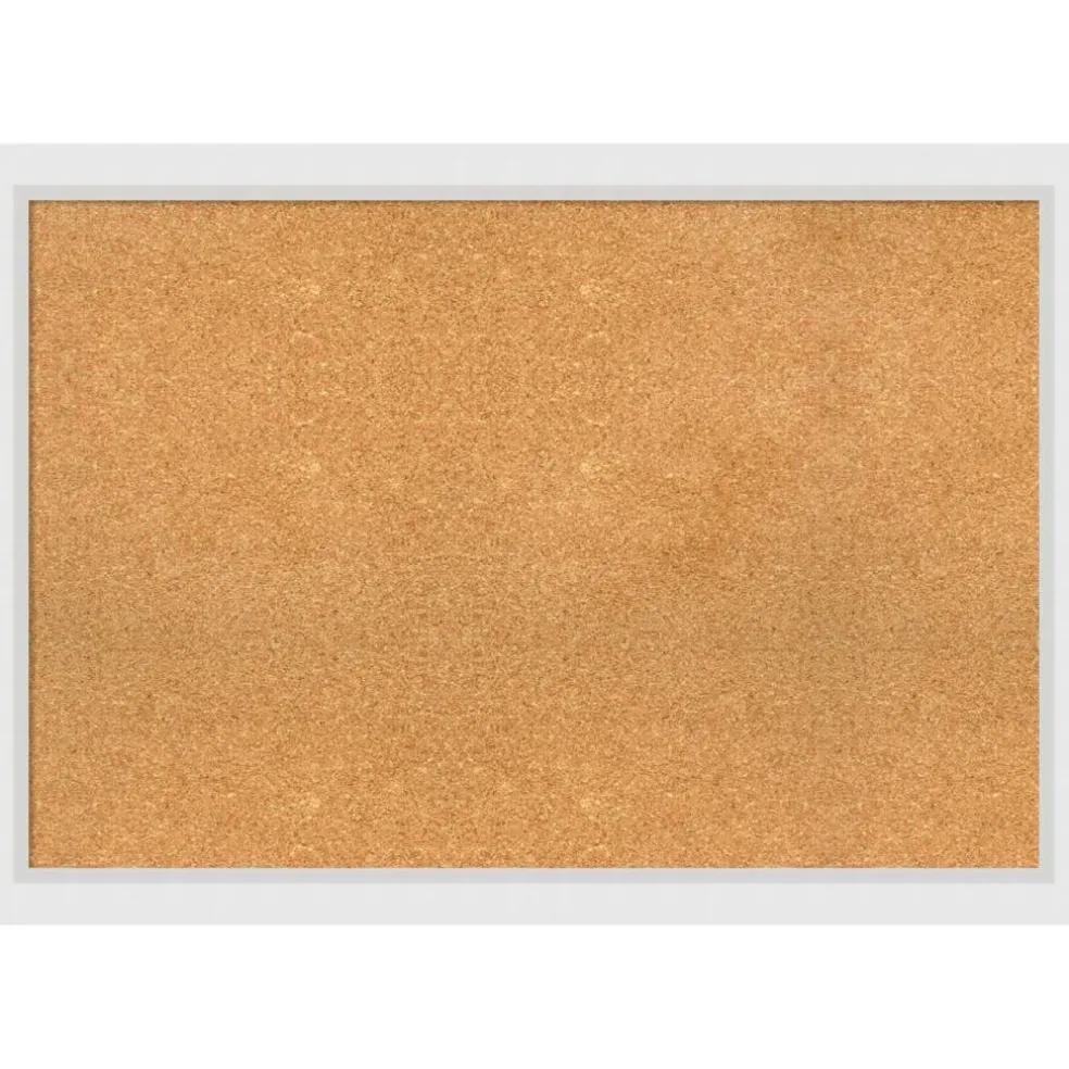 Cork Board, Blanco White Wood Frame - Bulletin Board, Organization Board, Pin Board