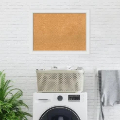 Cork Board, Blanco White Wood Frame - Bulletin Board, Organization Board, Pin Board