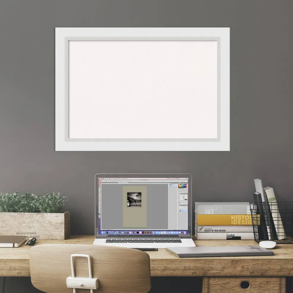 Cork Board, Blanco White Wood Frame - Bulletin Board, Organization Board, Pin Board