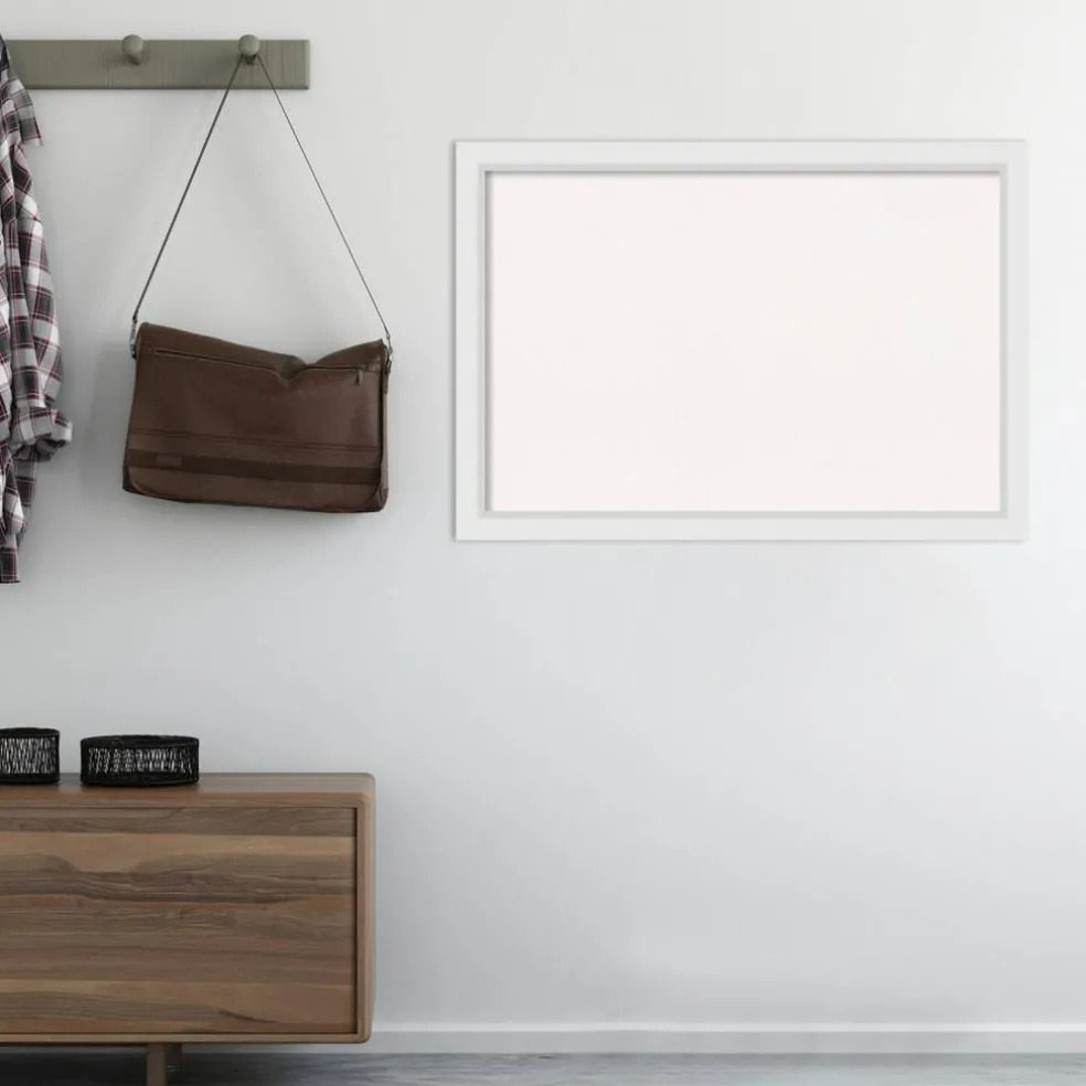Cork Board, Blanco White Wood Frame - Bulletin Board, Organization Board, Pin Board