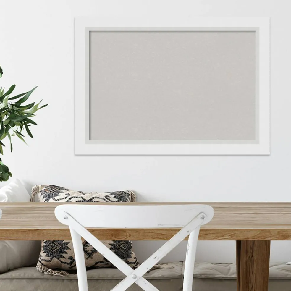 Cork Board, Blanco White Wood Frame - Bulletin Board, Organization Board, Pin Board