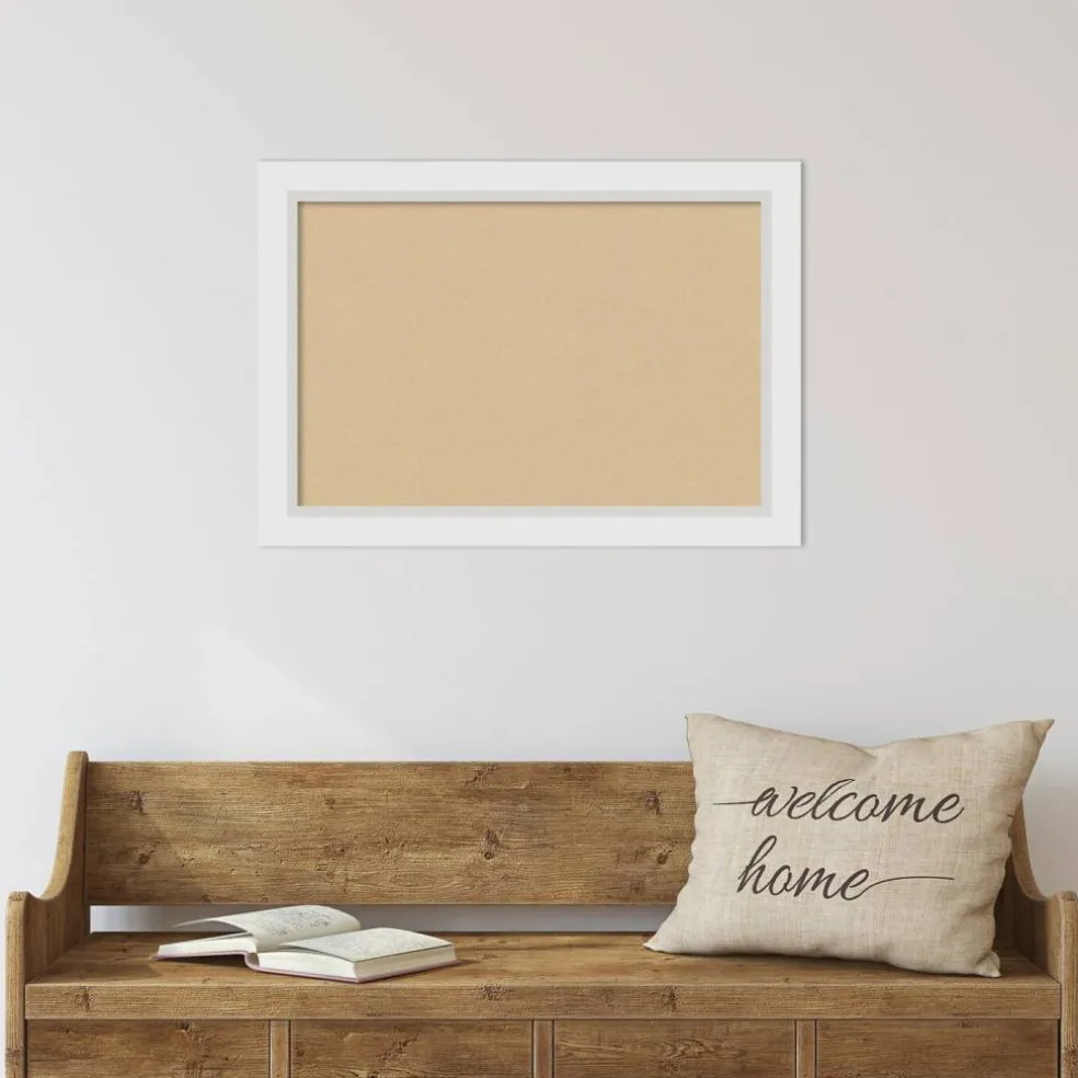 Cork Board, Blanco White Wood Frame - Bulletin Board, Organization Board, Pin Board