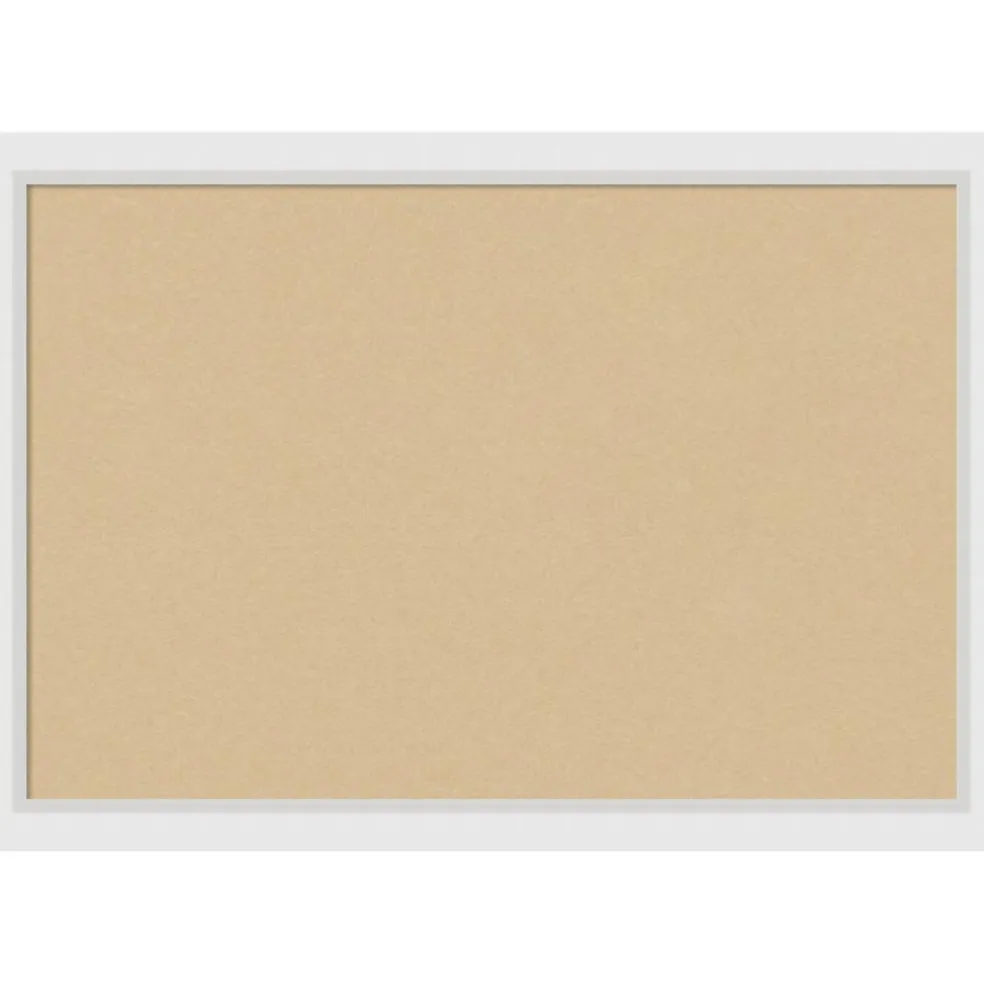 Cork Board, Blanco White Wood Frame - Bulletin Board, Organization Board, Pin Board