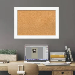 Cork Board, Cabinet White Narrow Frame - Bulletin Board, Organization Board, Pin Board