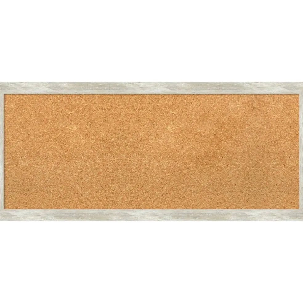 Cork Board, Crackled Metallic Narrow Frame - Bulletin Board, Organization Board, Pin Board