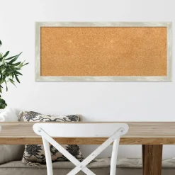 Cork Board, Crackled Metallic Narrow Frame - Bulletin Board, Organization Board, Pin Board
