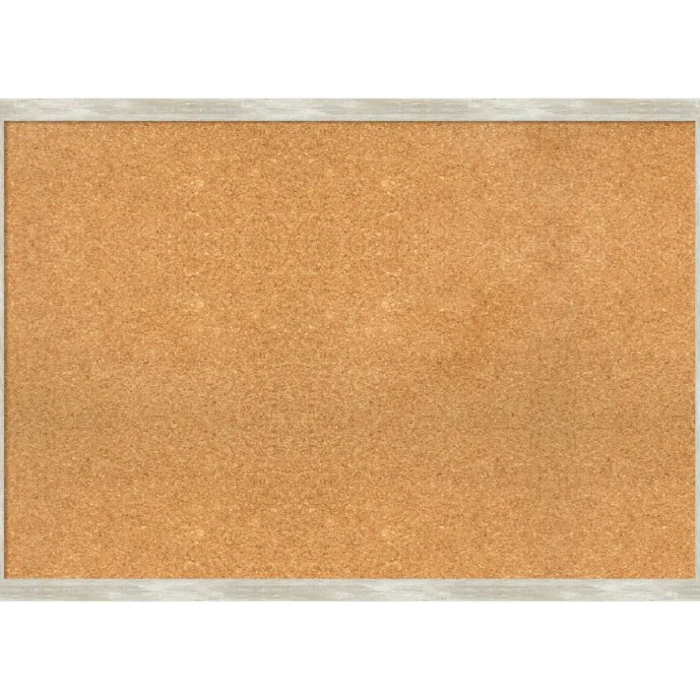 Cork Board, Crackled Metallic Narrow Frame - Bulletin Board, Organization Board, Pin Board