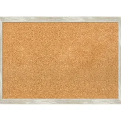 Cork Board, Crackled Metallic Narrow Frame - Bulletin Board, Organization Board, Pin Board