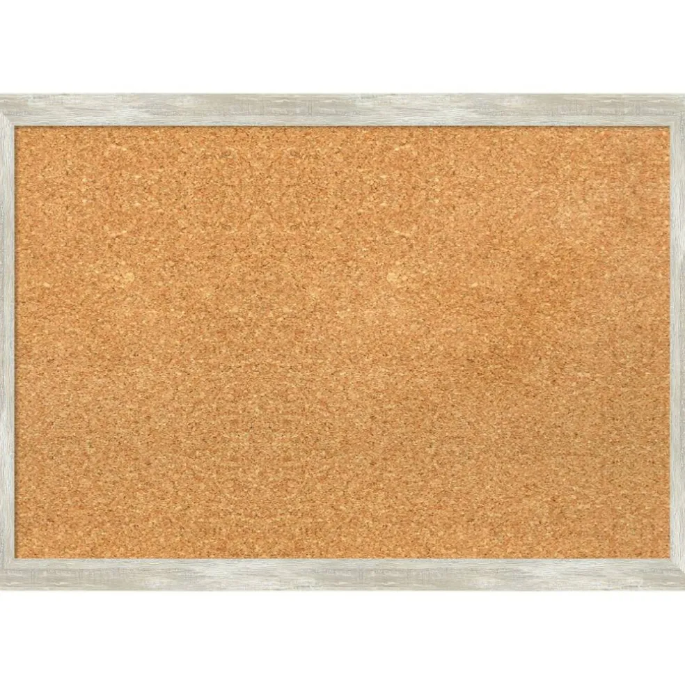 Cork Board, Crackled Metallic Narrow Frame - Bulletin Board, Organization Board, Pin Board