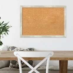 Cork Board, Crackled Metallic Narrow Frame - Bulletin Board, Organization Board, Pin Board