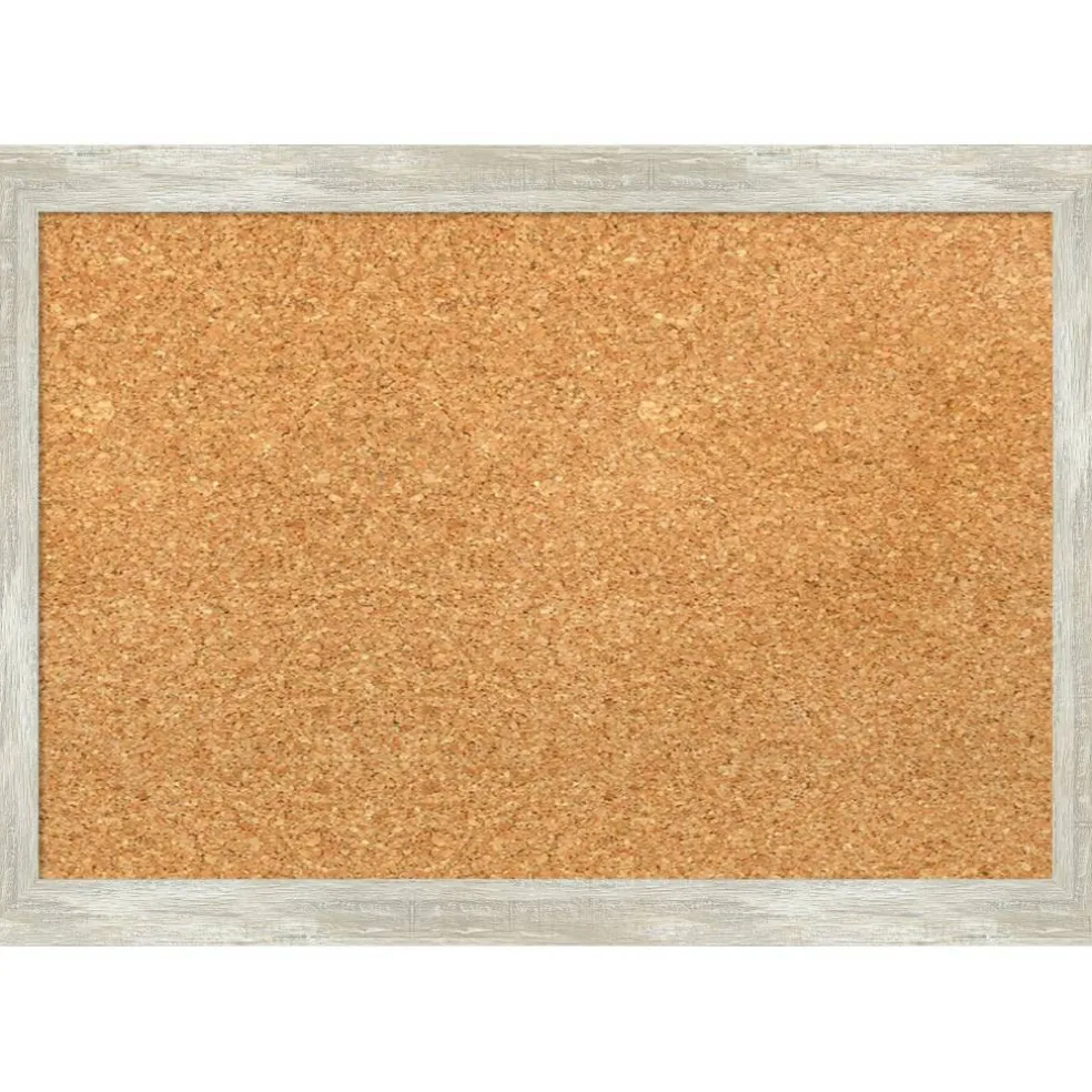 Cork Board, Crackled Metallic Narrow Frame - Bulletin Board, Organization Board, Pin Board
