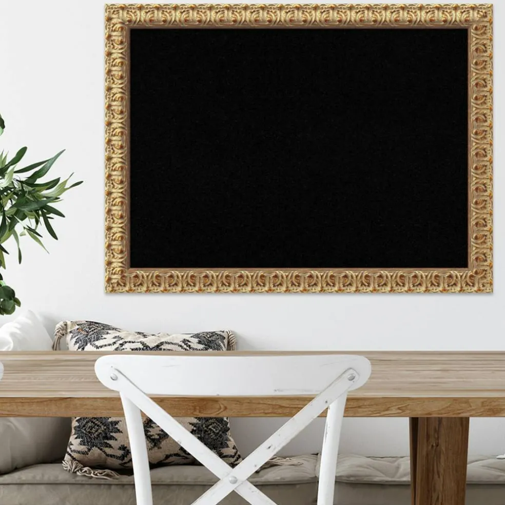 Cork Board, Florentine Gold Wood Frame - Bulletin Board, Organization Board, Pin Board