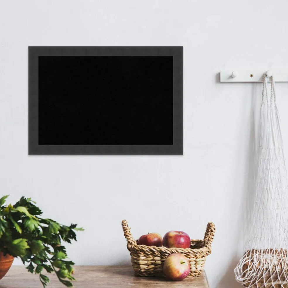 Cork Board, Mezzanotte Black Wood Frame - Bulletin Board, Organization Board, Pin Board