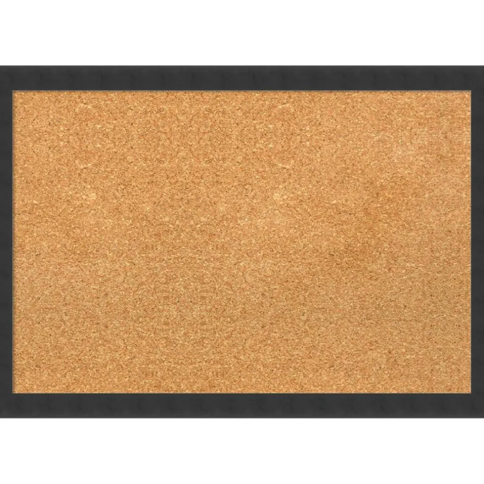 Cork Board, Mezzanotte Black Wood Frame - Bulletin Board, Organization Board, Pin Board