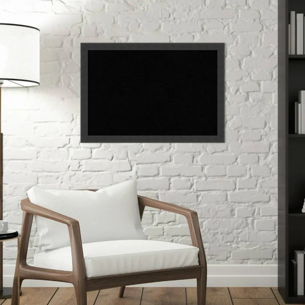 Cork Board, Mezzanotte Black Wood Frame - Bulletin Board, Organization Board, Pin Board