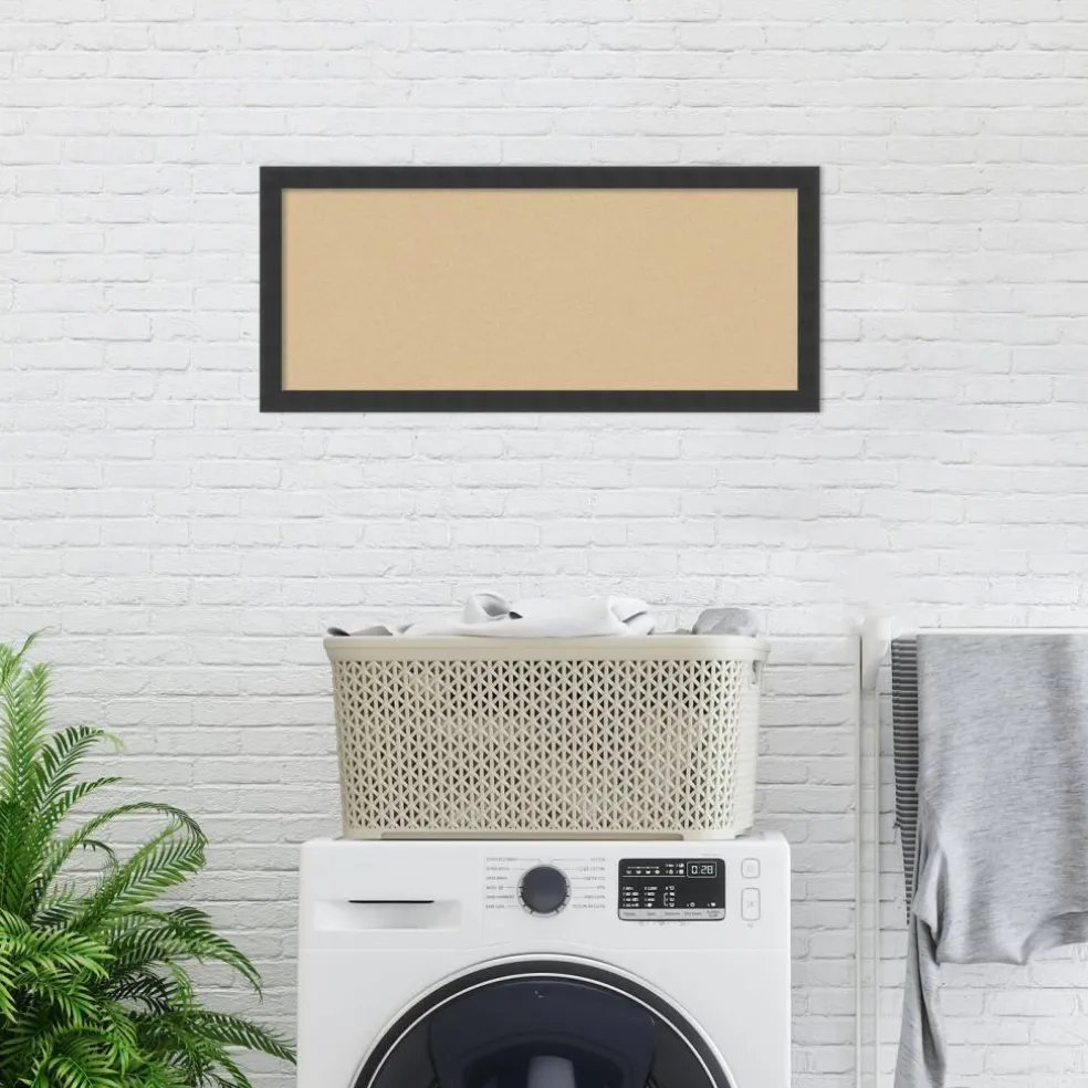 Cork Board, Mezzanotte Black Wood Frame - Bulletin Board, Organization Board, Pin Board