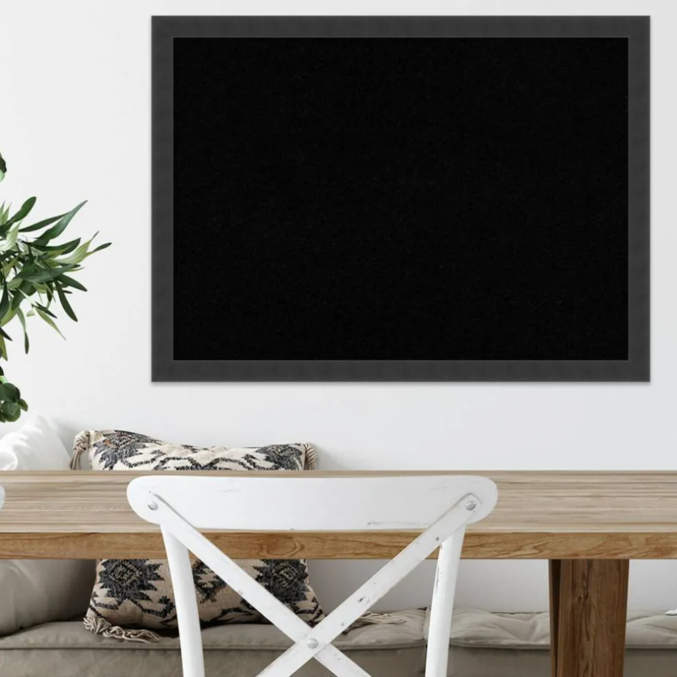 Cork Board, Mezzanotte Black Wood Frame - Bulletin Board, Organization Board, Pin Board