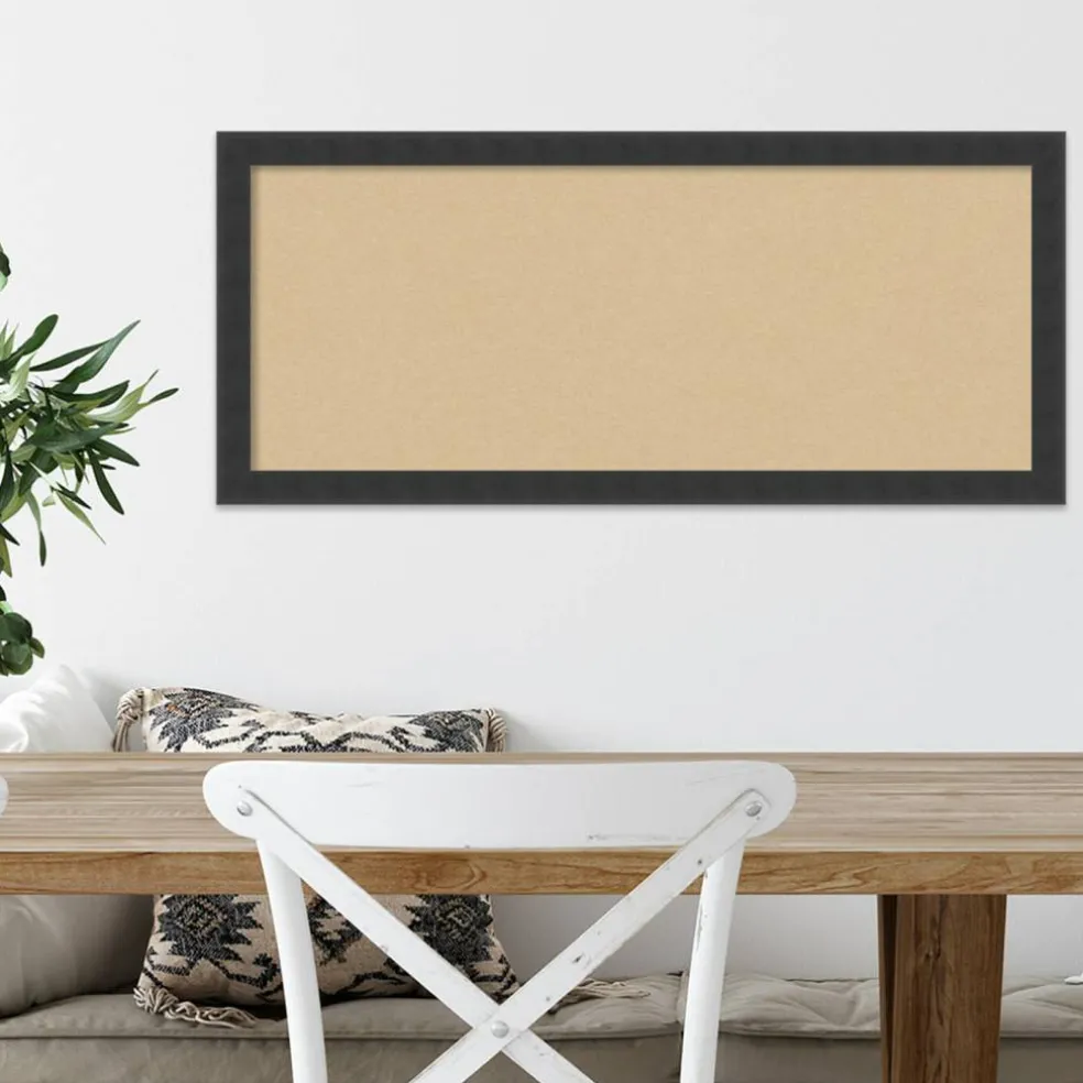 Cork Board, Mezzanotte Black Wood Frame - Bulletin Board, Organization Board, Pin Board