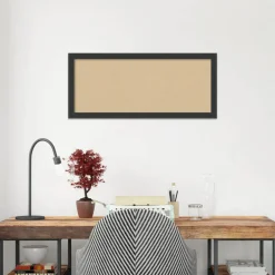 Cork Board, Mezzanotte Black Wood Frame - Bulletin Board, Organization Board, Pin Board